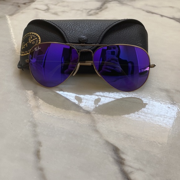 Ray Ban Purple Aviator Sunglasses with Case - Picture 2 of 6